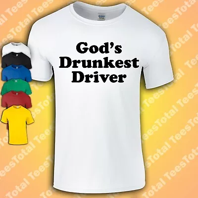 Buy God's Drunkest Driver T-Shirt | Funny | Sarcastic | Meme | Beer | Sesh • 15.29£