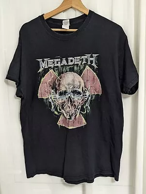 Buy Vintage 2018 Megadeth Skull Tour Black T-shirt Sz L Back Print • 26.99£