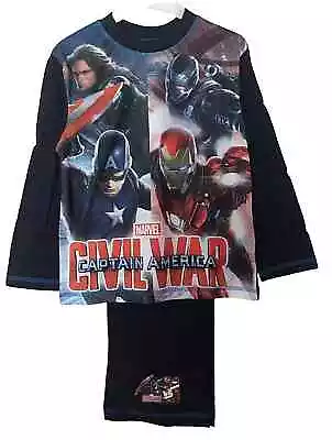 Buy Marvel Captain America Boys Long  Pyjamas Age 4-5 Years • 7.45£