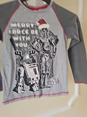 Buy TU Star Wars Boys Grey Christmas Long Sleeved T Shirts Ages 8 Years • 4.50£