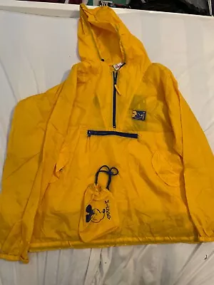 Buy Vintage Mickey Mouse Jacket Adult L/XL Yellow Hooded Disney Windbreaker Outdoors • 39.99£
