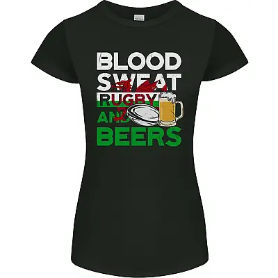Buy Blood Sweat Rugby And Beers Wales Funny Womens Petite Cut T-Shirt • 8.75£