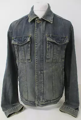 Buy NEXT Denim Jacket, Zip Front, Blue Brown, 100% Cotton, Large, Fits 44  Chest • 18£