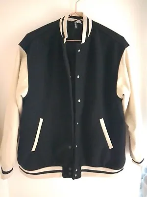 Buy H&M Divided Womens Baseball Varsity Jacket EUR S Black And Beige Colour • 12£