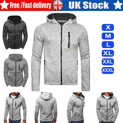 Buy Mens Full Zip Up Plain Hooded Sweatshirt Hoodie Adult Fleece Zipper Hoody Top UK • 10.59£