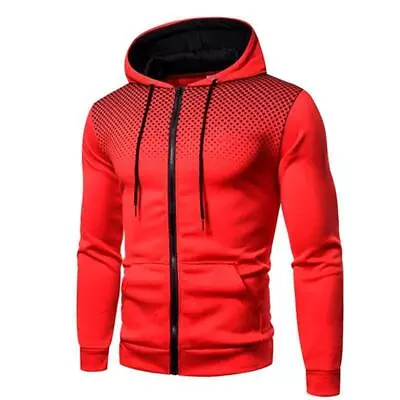 Buy Mens Sports Hoody Jumper  Plain Hoodie Zipper Hooded Zip Up Coat Warm Jacket • 9.79£