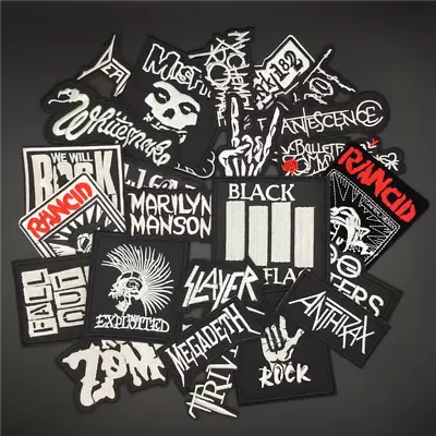 Buy 25Pcs Band Music Patches For Jacket Jeans Embroidery Punk Badges Appliques  • 28.43£