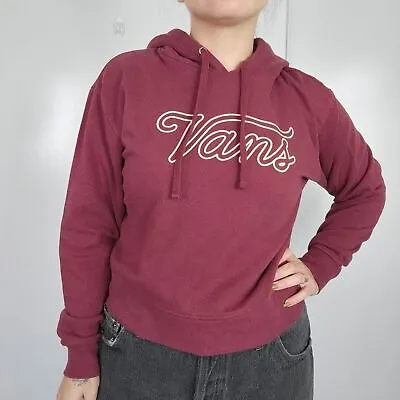 Buy Vans Scripts Clipped Boxy Hoodie Pullover  Burgundy/tan Small • 26.60£