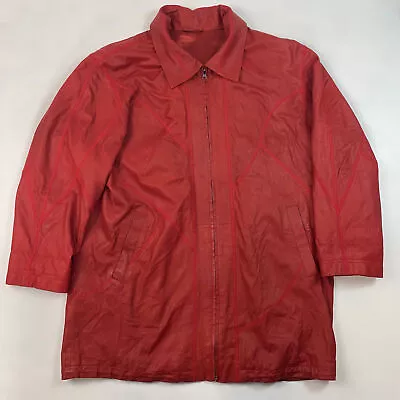Buy Women’s Vintage Red Leather Jacket, XL • 32.90£