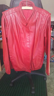 Buy Ladies Red Soft Leather Jacket Excellent Condition Hardly Worn • 14.99£