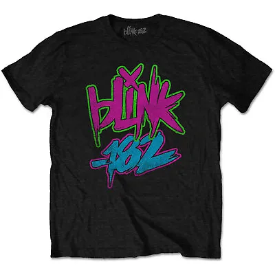 Buy Blink-182 T Shirt Neon Logo Officially Licensed Mens Black Pop Punk Rock Merch • 14.88£