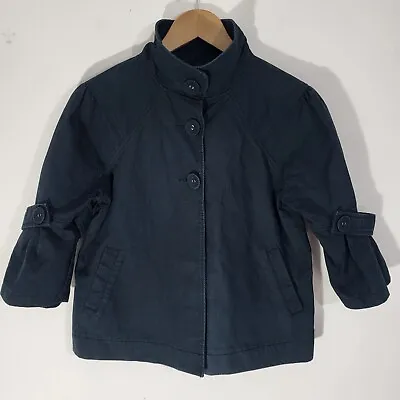 Buy PRIMARK Cropped Jacket Size 12-UK Navy Blue Textured 3/4 Sleeves 100% Cotton  • 11.99£