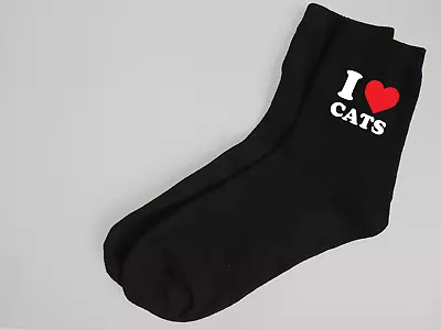 Buy I Love Cats, Pet Love, Kitten, Kitty, Pussy Cat, Merchandise, Merch, Gift, Socks • 2.99£