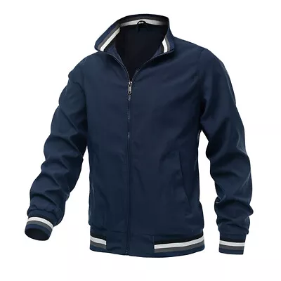 Buy Men Jacket Black Fashion Autumn Winter Stand Collar Casual Zipper Jacket Outdoor • 12.99£