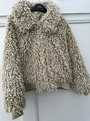 Buy Monki Teddy Borg Shearling Zip Up Jacket Coat Size M Beige • 19.99£