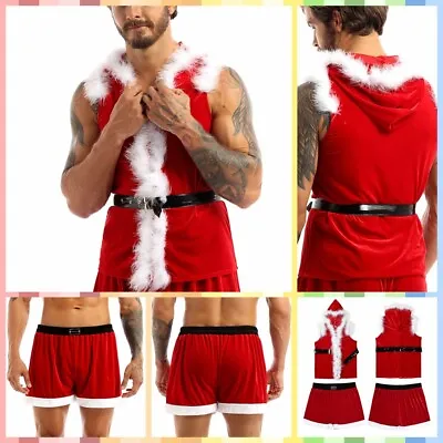 Buy Sexy Men's Christmas Boxer Shorts Santa Claus Costume Briefs Hooded Coat Jacket  • 28.02£