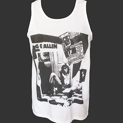 Buy GG Allin Hardcore Punk Rock Metal T-SHIRT Vest Top Unisex White S-2XL • 13.99£