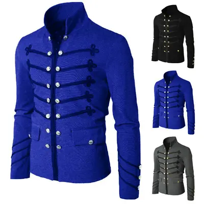 Buy Vintage Men Gothic Steampunk Military Parade Jacket Cardigan Outwear Coat M-3XL# • 22.79£