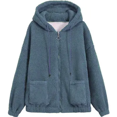 Buy Womens Teddy Bear Hoodie Ladies Casual Baggy Hooded Jacket Fleece Zip Up Coat • 13.99£