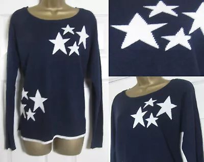 Buy New Next Womens Star Print Jumper Top Sweater Navy Ivory Xmas Soft Size 6-22 • 12.95£
