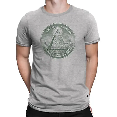Buy Illuminati Mason Masonic Pyramid Dollar Eye Ladies Mens ORGANIC T-Shirt Hipster • 8.99£