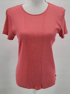 Buy Liz Sport Ribbed T Shirt Scoop Blouse Orange Salmon Pink Vintage Y2K Size Small • 11.50£