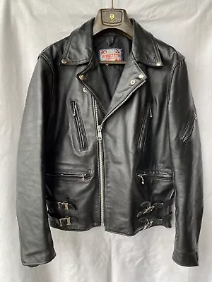 Buy Vintage RIVETTS Black Biker Leather Jacket Motorcycle Punk Rock Indie M-L 40-42 • 250£