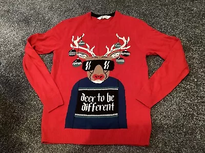 Buy H&M CHRISTMAS DEER TO BE DIFFERENT  Christmas Jumper Age 12-14 Years • 3.65£