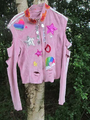 Buy Upcycled DIY Pink Jacket With Cutouts And Patches, Punk/Decora/Alternative Style • 13.38£
