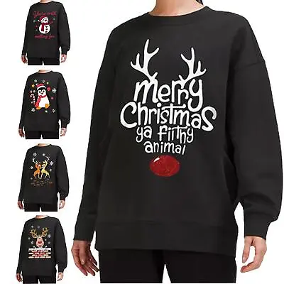 Buy Women Tall Christmas Xmas Tree Fleece Knit Plain Sweatshirt Crew Neck Jumper Top • 8.49£