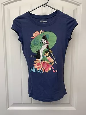 Buy DISNEY Size Small Juniors Mulan Multicolor Floral Character Tee T-Shirt • 6.91£