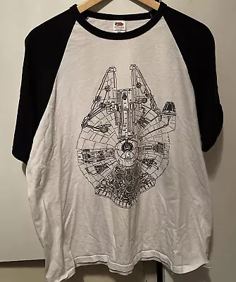 Buy Fruit Of The Loom Size XL Millennium Falcon Star Wars T-shirt Baseball Style • 9.99£