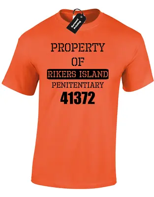 Buy Property Of Rikers Island Mens T-shirt Prison Jail Fancy Dress New York Criminal • 7.99£