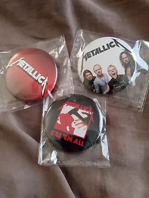 Buy Lot Of Three Metallica 1.5  Buttons / Pins For Shirt / Jacket / Bag - Mint • 7.59£