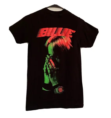 Buy Womens Billie Eilish Hand To Face Music Merch 2020 Tour Black T-Shirt XS • 14.46£