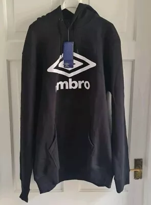 Buy Umbro Hoodie Mens UK XL Black Big Logo Pullover Fleece Sweatshirt Jumper BNWT • 15£