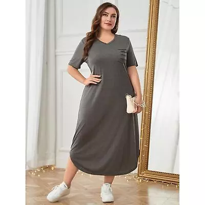 Buy Women's Summer Plus Size Thin Loose Short Sleeve Pajamas, Can Be Worn Out • 20.99£