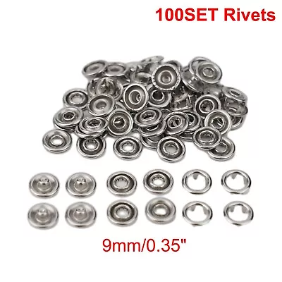 Buy Lightweight 9 5mm Prong Rings For T Shirts Jeans 100pc Silver Snap Fasteners • 9.47£