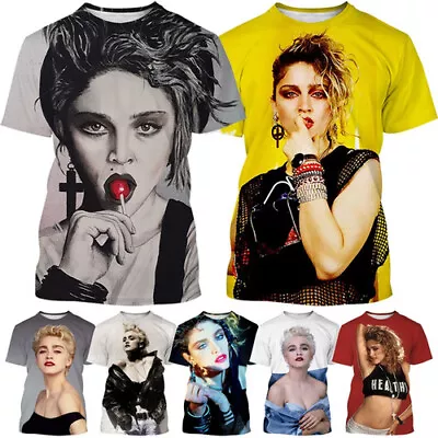 Buy Sexy Singer Madonna Unisex 3D Womens/mens Short Sleeve T-Shirt Casual Tops Tee • 10.79£