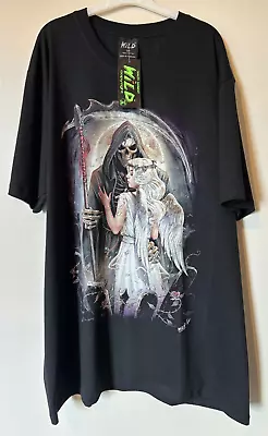 Buy Wild Mens Super Glow Grim Reaper Life & Death Double Print T-Shirt BNWT Size XXL • 19.99£