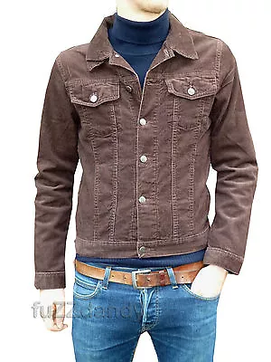 Buy Mens NEW Jacket Coat Brown Corduroy Denim Short Indie Mod Retro Vtg Cord S M Xl • 40.99£