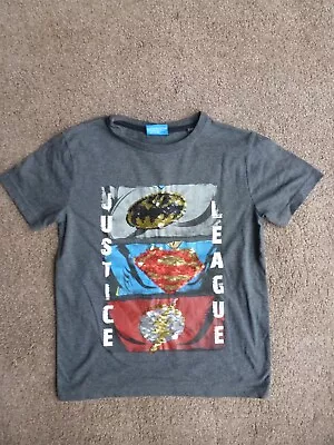 Buy Next Grey 'Justice League Patterned' T-shirt Size 8 Years • 0.99£