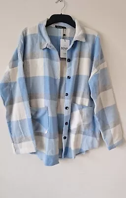 Buy Womens Check Fleece Casual Shirt/ Jacket - Baby Blue. New With Tag. • 14.99£