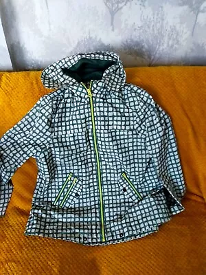 Buy Ladies Next Hooded Jacket Fleece Lined Olive Green White Size 16 • 19.99£