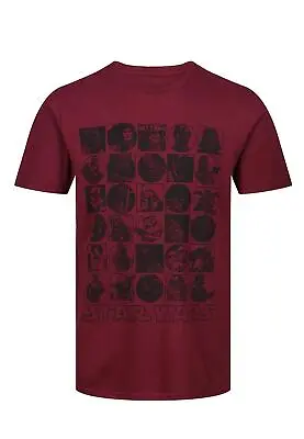 Buy Mens Star Wars Graphic T-Shirt Maroon Line Art Icons Print Crew Neck Casual Tee • 10.36£