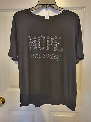 Buy Women's 2X Black Short Sleeved T-Shirt With Studded Logo. Nope Not Today Logo • 3.79£
