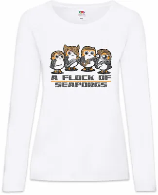 Buy A Flock Of Seaporgs Women Long Sleeve T-Shirt Star Porg Porgs Fun Wars Band • 27.54£