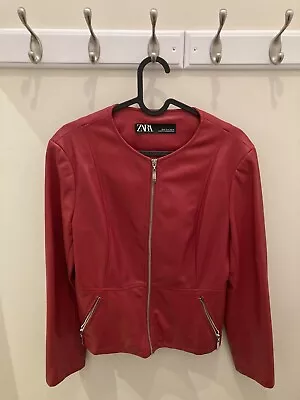 Buy Zara Faux Leather Red Jacket. Medium. • 16£