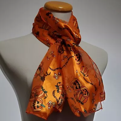 Buy Happy Halloween Scarf With Pumpkins & Candy Corn - 100% Polyester • 3.15£