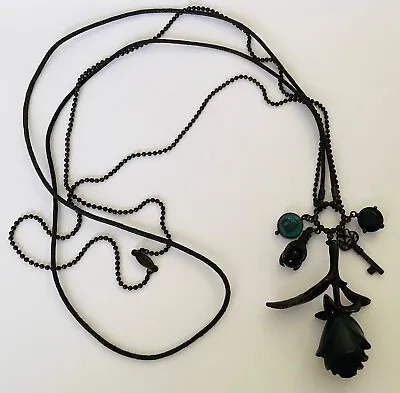 Buy ORIGINAL PILGRIM JEWELLERY Blue With Black Chain  Gothic Style Long Necklace • 45£